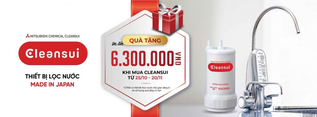 Quà tặng lên tới 6.300.000 khi mua thiết bị lọc nước Mitsubishi Cleansui